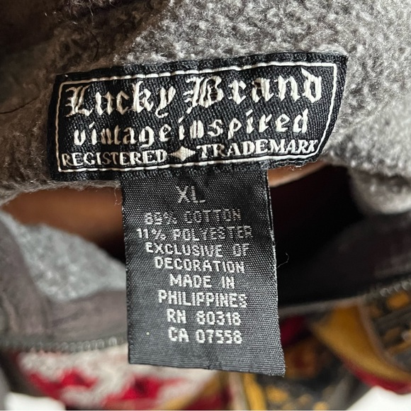 Lucky Brand Vintage Inspired Full Zip Hoodie Embroidered Sweatshirt Jacket - Picture 9 of 10